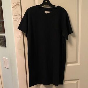 Madewell Black Knit Ribbed Shirt Dress